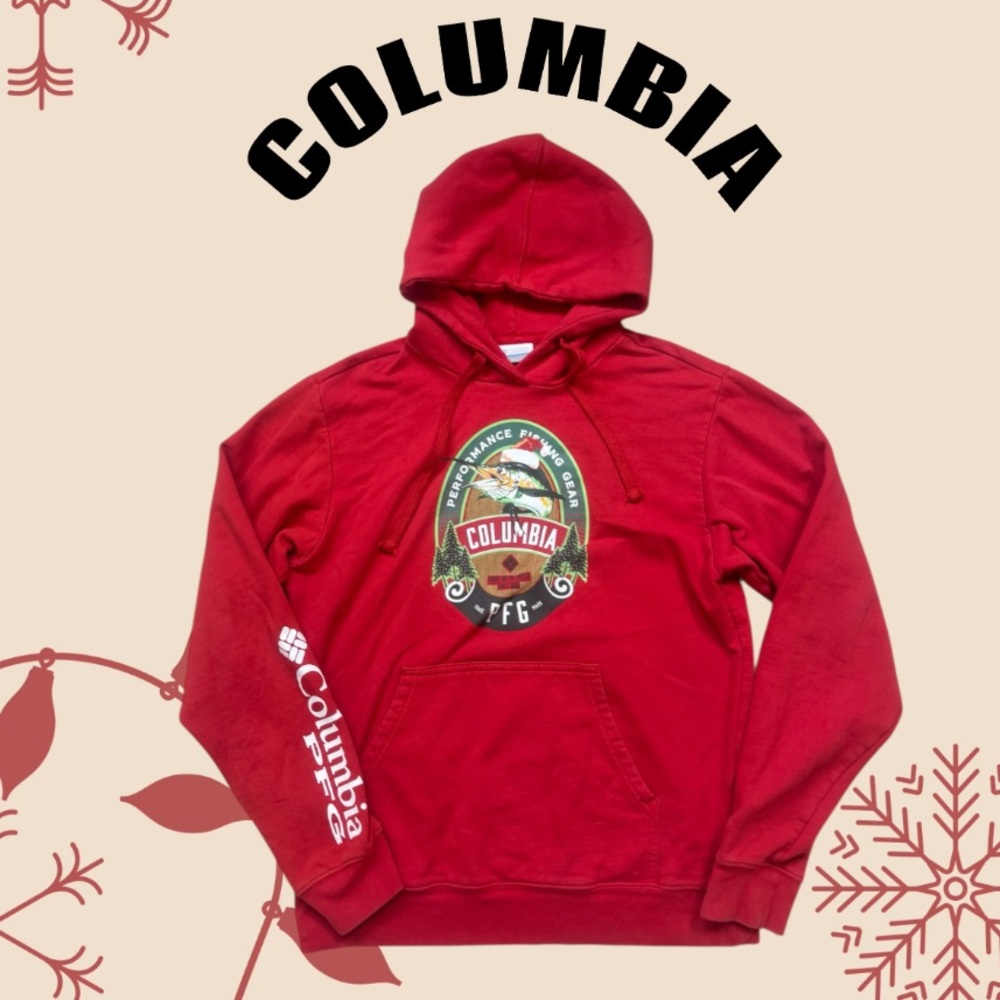 COLUMBIA PFG fishing Christmas hoody men’s shirt hoodie size SMALL